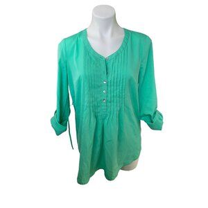 Motherhood Maternity Size Medium M Blouse Shirt Spring Summer Work Top Green *1C